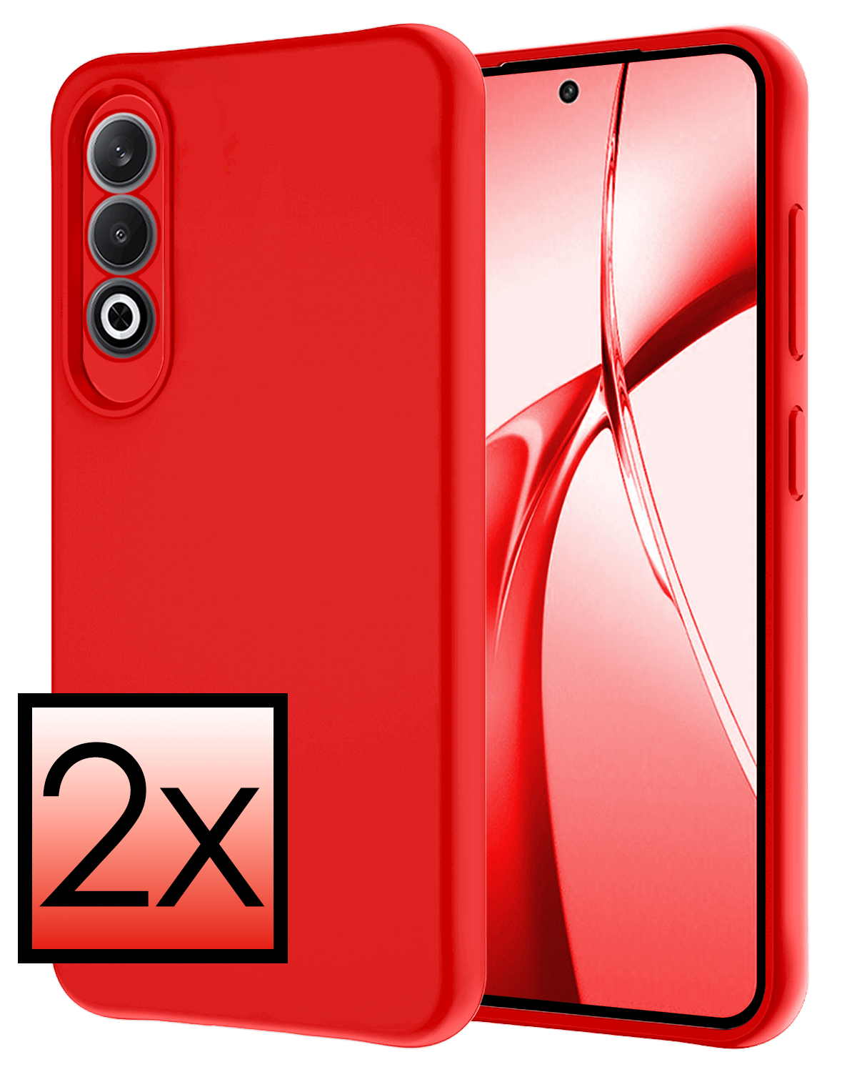 NoXx Hoesje Geschikt voor OnePlus Nord CE4 Hoesje Siliconen Case Hoes - Hoes Geschikt voor OnePlus Nord CE4 Hoes Cover Case - Rood - 2 PACK