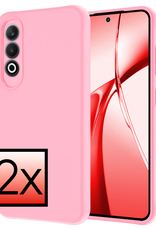 NoXx Hoesje Geschikt voor OnePlus Nord CE4 Hoesje Siliconen Case Hoes - Hoes Geschikt voor OnePlus Nord CE4 Hoes Cover Case - Lichtroze - 2 PACK