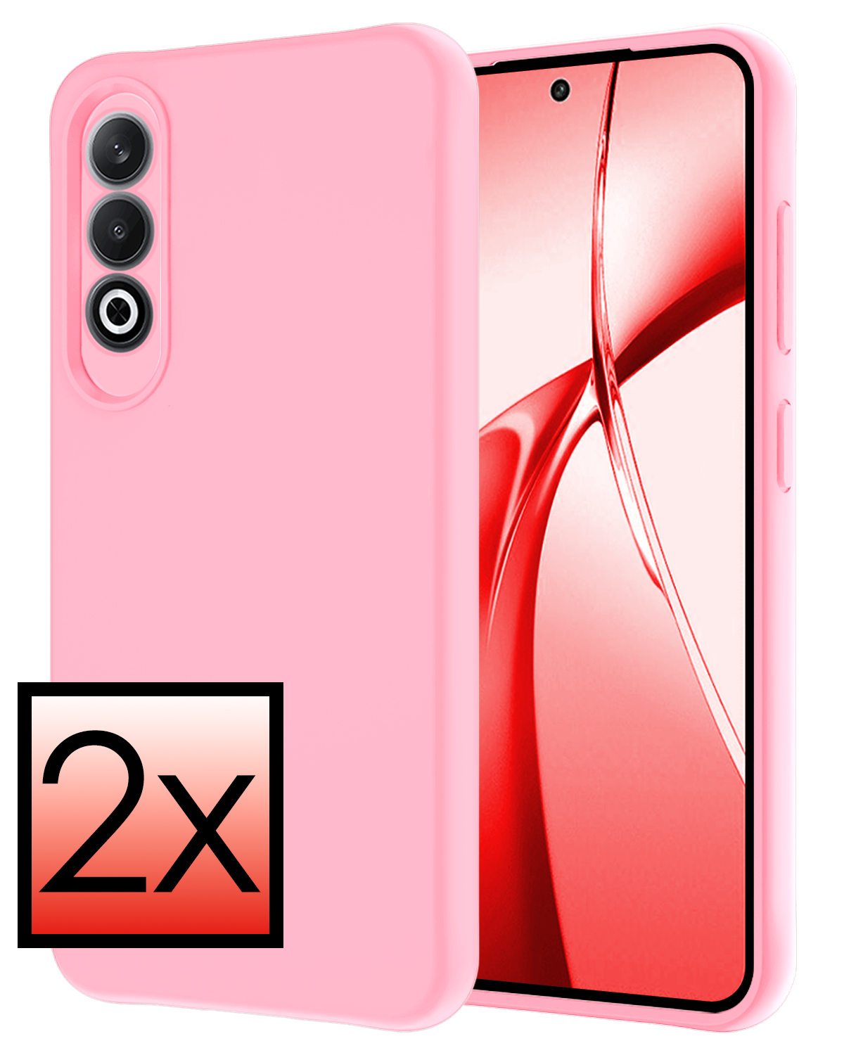 NoXx Hoesje Geschikt voor OnePlus Nord CE4 Hoesje Siliconen Case Hoes - Hoes Geschikt voor OnePlus Nord CE4 Hoes Cover Case - Lichtroze - 2 PACK