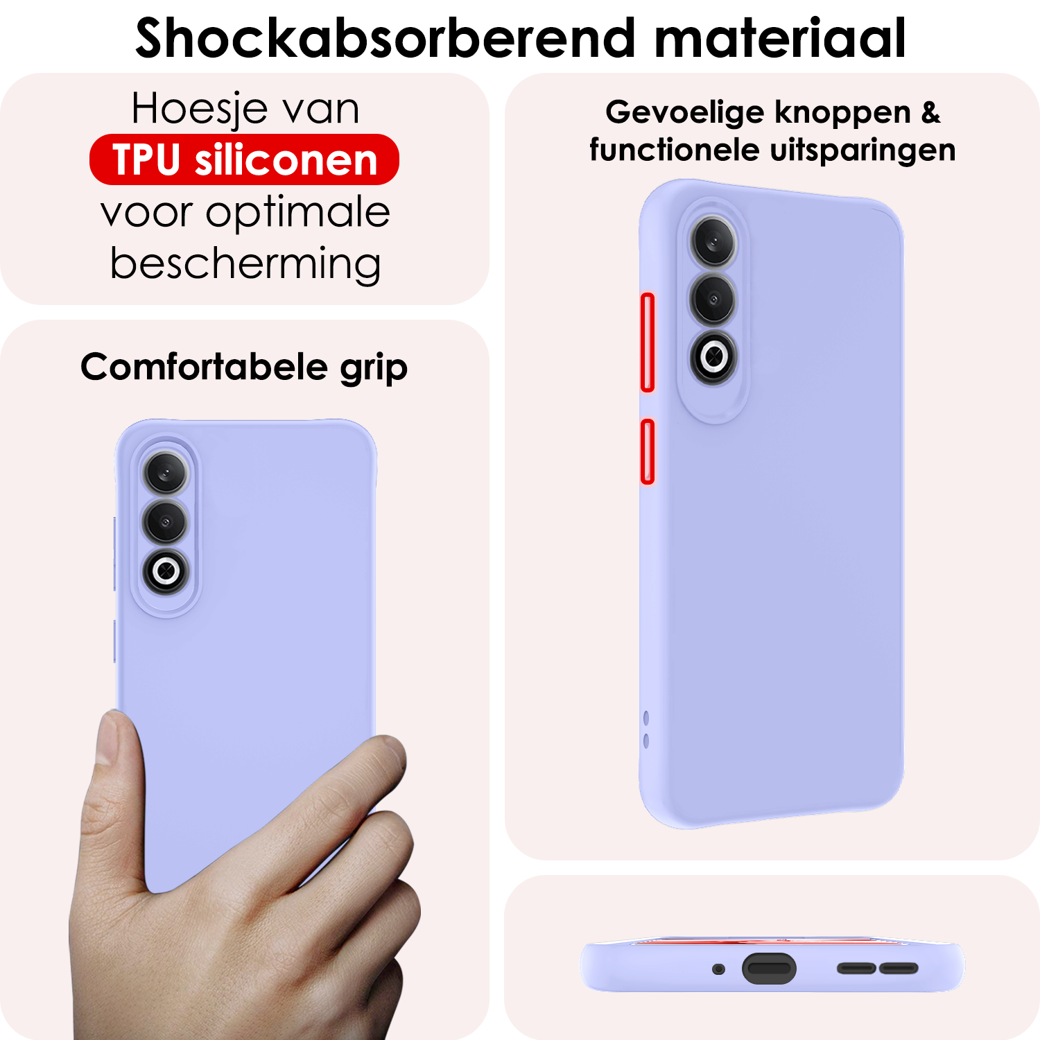 NoXx Hoesje Geschikt voor OnePlus Nord CE4 Hoesje Siliconen Case Hoes - Hoes Geschikt voor OnePlus Nord CE4 Hoes Cover Case - Lichtblauw - 2 PACK