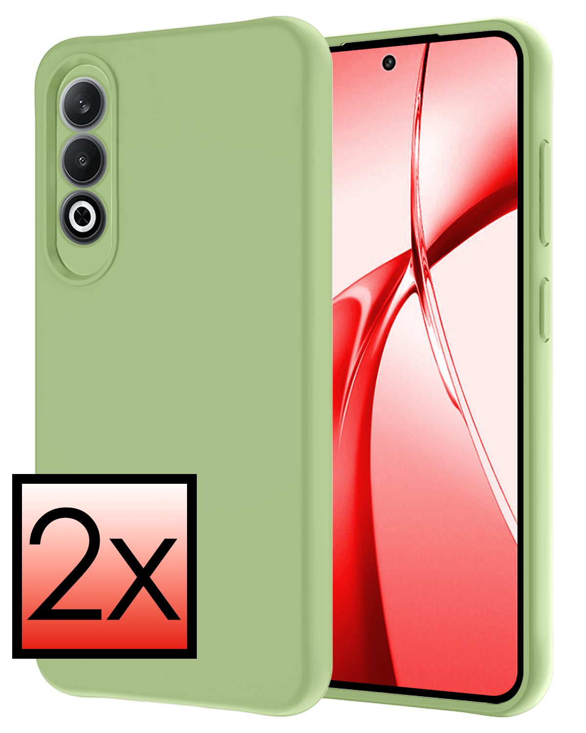 NoXx Hoesje Geschikt voor OnePlus Nord CE4 Hoesje Siliconen Case Hoes - Hoes Geschikt voor OnePlus Nord CE4 Hoes Cover Case - Groen - 2 PACK
