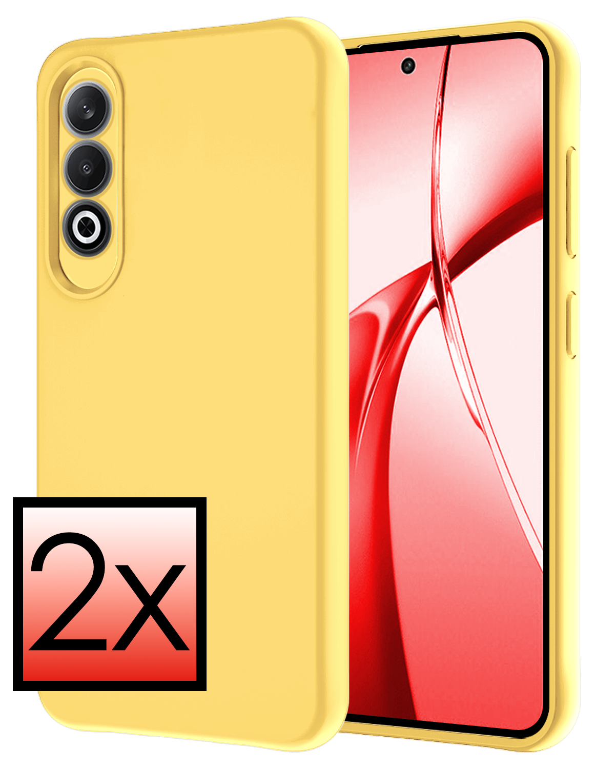 NoXx Hoesje Geschikt voor OnePlus Nord CE4 Hoesje Siliconen Case Hoes - Hoes Geschikt voor OnePlus Nord CE4 Hoes Cover Case - Geel - 2 PACK