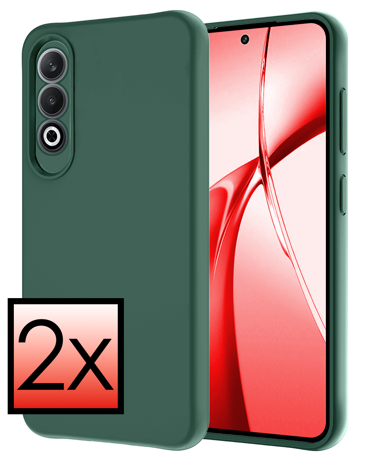NoXx Hoesje Geschikt voor OnePlus Nord CE4 Hoesje Siliconen Case Hoes - Hoes Geschikt voor OnePlus Nord CE4 Hoes Cover Case - Donkergroen - 2 PACK