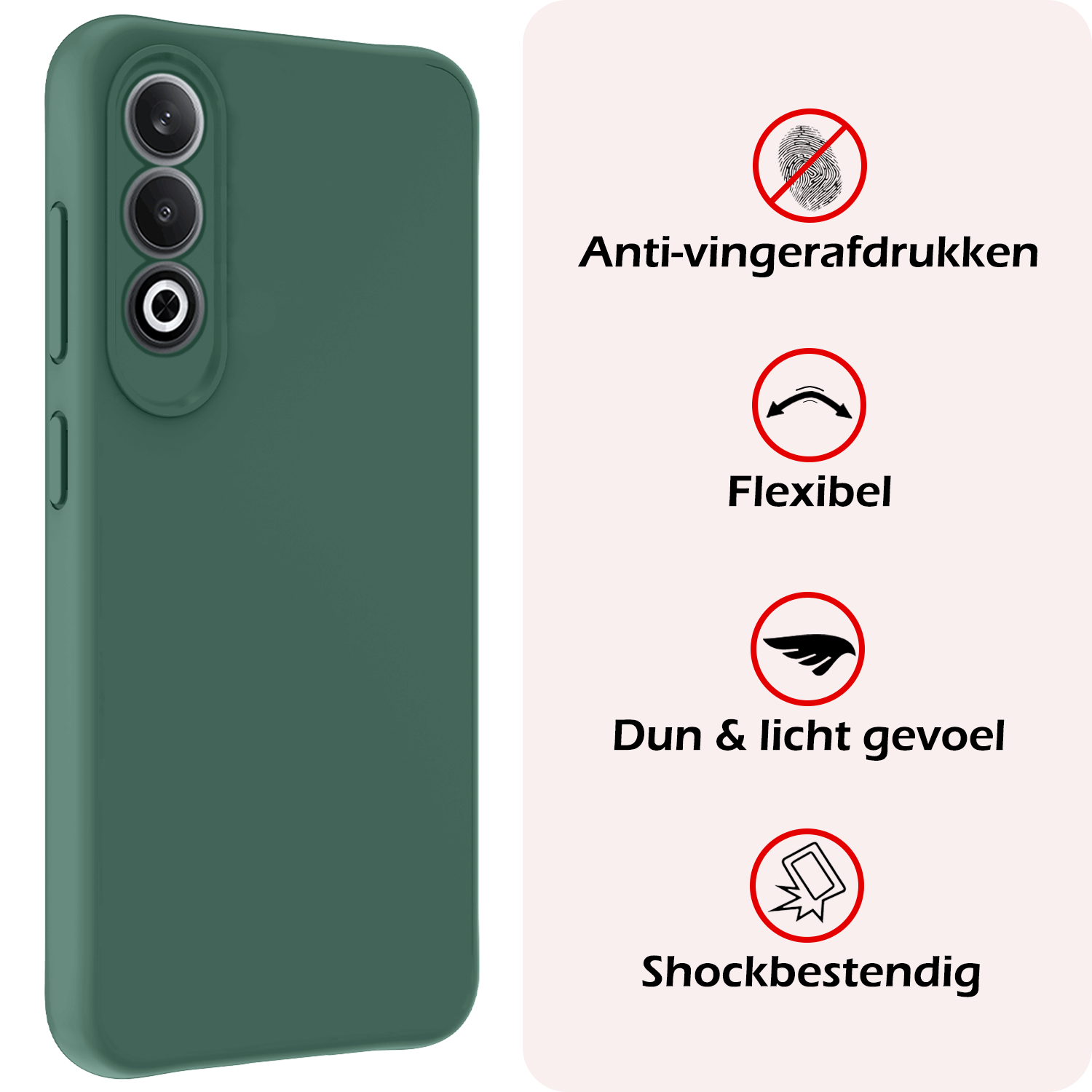 NoXx Hoesje Geschikt voor OnePlus Nord CE4 Hoesje Siliconen Case Hoes - Hoes Geschikt voor OnePlus Nord CE4 Hoes Cover Case - Donkergroen - 2 PACK
