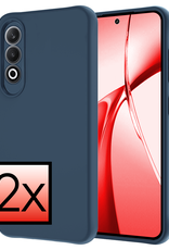 NoXx Hoesje Geschikt voor OnePlus Nord CE4 Hoesje Siliconen Case Hoes - Hoes Geschikt voor OnePlus Nord CE4 Hoes Cover Case - Donkerblauw - 2 PACK