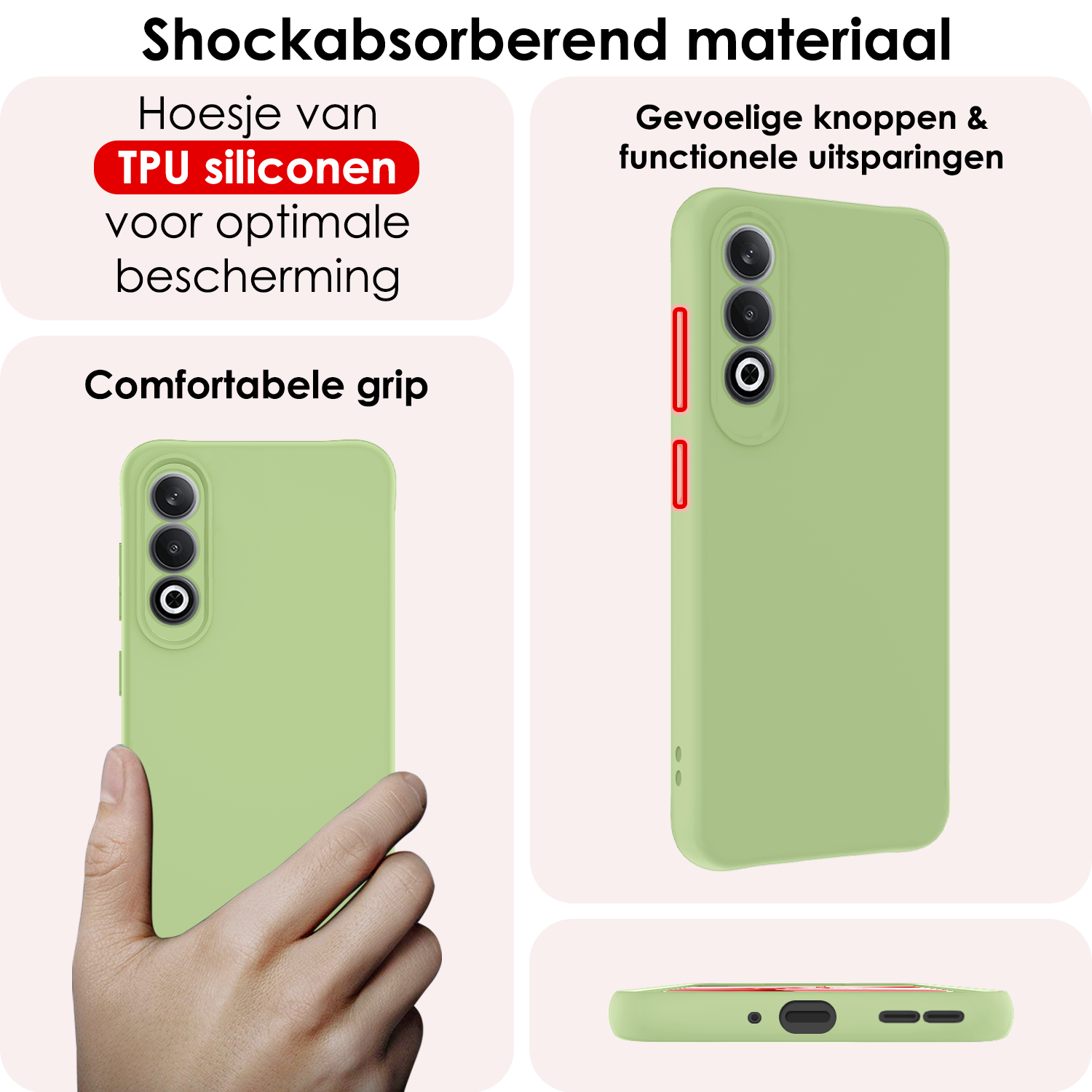 NoXx Hoesje Geschikt voor OnePlus Nord CE4 Hoesje Siliconen Case Hoes - Hoes Geschikt voor OnePlus Nord CE4 Hoes Cover Case - Groen