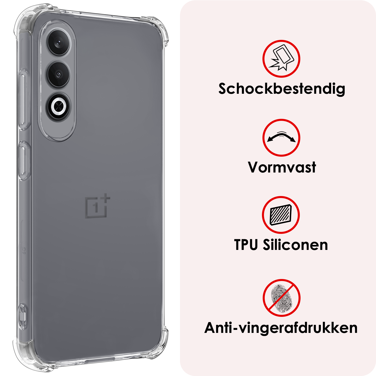 NoXx Hoesje Geschikt voor OnePlus Nord CE4 Hoesje Siliconen Shock Proof Case Hoes - Hoes Geschikt voor OnePlus Nord CE4 Hoes Cover Case Shockproof - Transparant