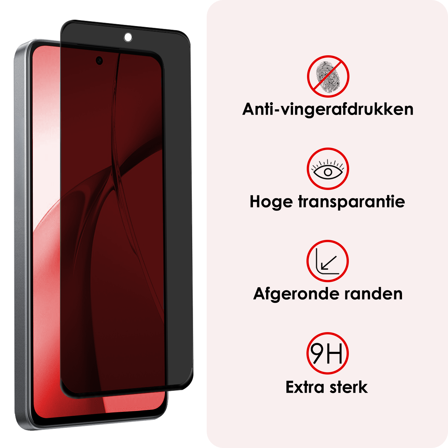 NoXx Screenprotector Geschikt voor OnePlus Nord CE4 Screenprotector Privacy Glas Gehard Full Cover - Screenprotector Geschikt voor OnePlus Nord CE4 Screenprotector Privacy Tempered Glass - 3 PACK