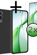 BASEY. Hoesje Geschikt voor OnePlus Nord CE4 Hoesje Siliconen Case Hoes Met 2x Screenprotector - Hoes Geschikt voor OnePlus Nord CE4 Hoes Cover Case - Zwart