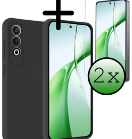 BASEY. BASEY. OnePlus Nord CE4 Hoesje Siliconen Met 2x Screenprotector - Zwart