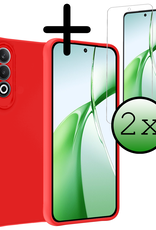 BASEY. Hoesje Geschikt voor OnePlus Nord CE4 Hoesje Siliconen Case Hoes Met 2x Screenprotector - Hoes Geschikt voor OnePlus Nord CE4 Hoes Cover Case - Rood