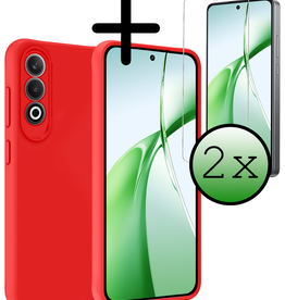 BASEY. BASEY. OnePlus Nord CE4 Hoesje Siliconen Met 2x Screenprotector - Rood