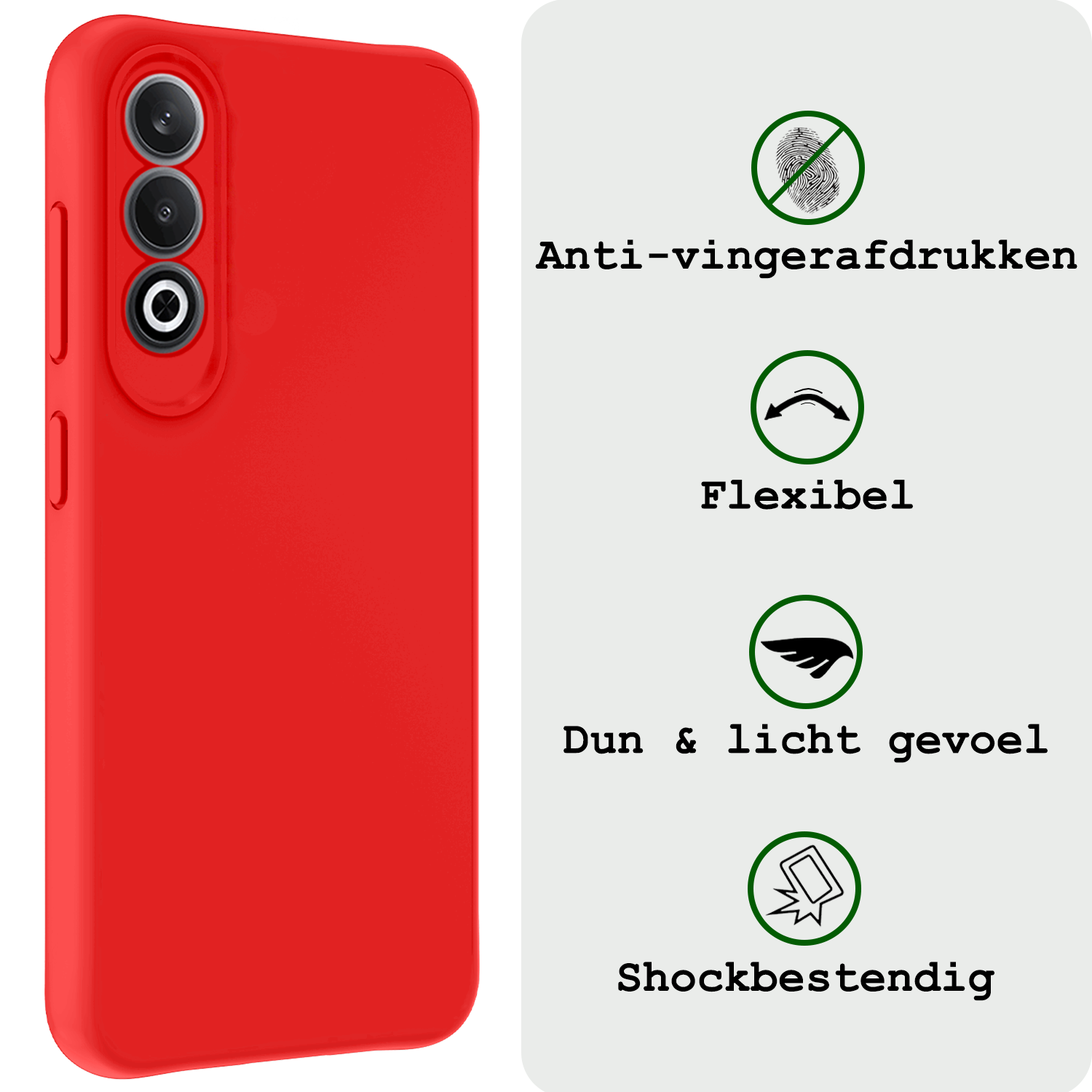 BASEY. Hoesje Geschikt voor OnePlus Nord CE4 Hoesje Siliconen Case Hoes Met 2x Screenprotector - Hoes Geschikt voor OnePlus Nord CE4 Hoes Cover Case - Rood