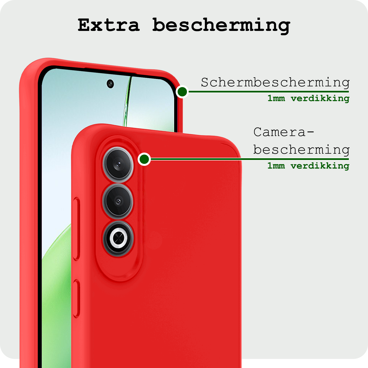 BASEY. Hoesje Geschikt voor OnePlus Nord CE4 Hoesje Siliconen Case Hoes Met 2x Screenprotector - Hoes Geschikt voor OnePlus Nord CE4 Hoes Cover Case - Rood