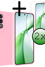 BASEY. Hoesje Geschikt voor OnePlus Nord CE4 Hoesje Siliconen Case Hoes Met 2x Screenprotector - Hoes Geschikt voor OnePlus Nord CE4 Hoes Cover Case - Lichtroze