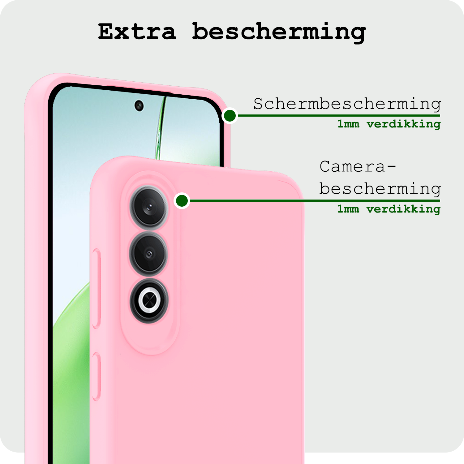 BASEY. Hoesje Geschikt voor OnePlus Nord CE4 Hoesje Siliconen Case Hoes Met 2x Screenprotector - Hoes Geschikt voor OnePlus Nord CE4 Hoes Cover Case - Lichtroze