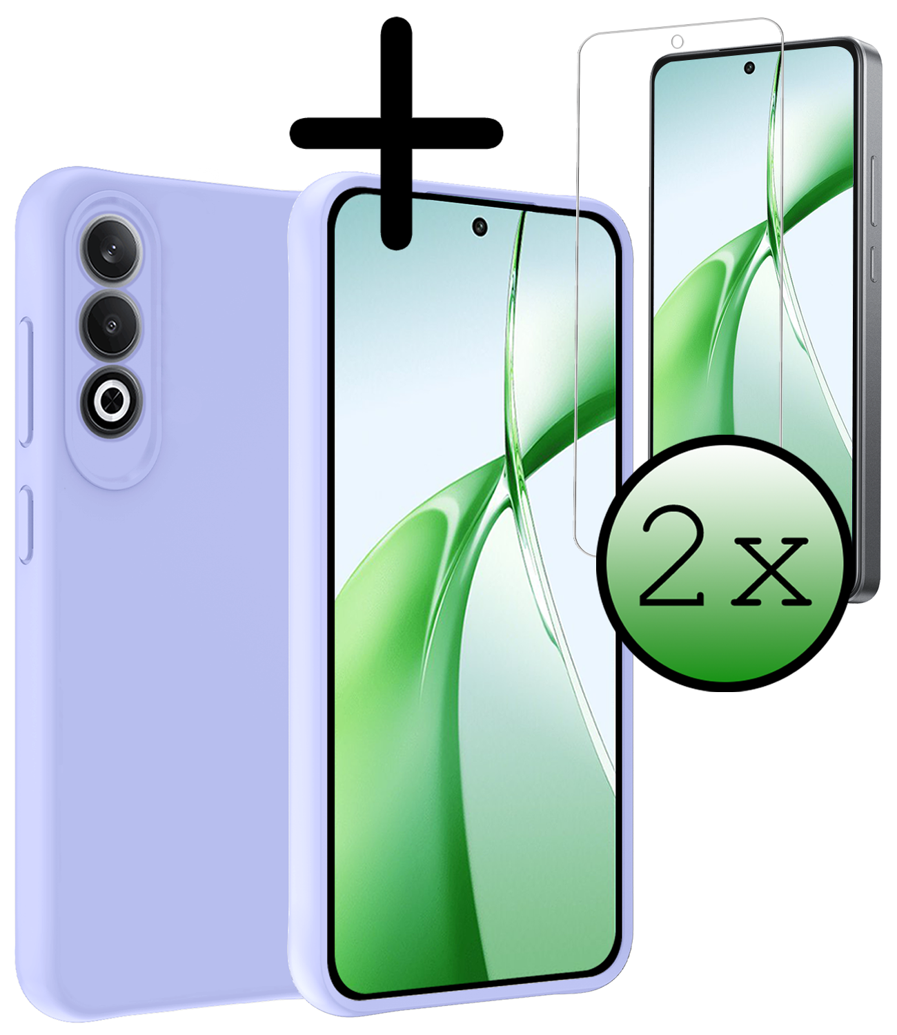 BASEY. Hoesje Geschikt voor OnePlus Nord CE4 Hoesje Siliconen Case Hoes Met 2x Screenprotector - Hoes Geschikt voor OnePlus Nord CE4 Hoes Cover Case - Lichtblauw