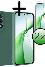 BASEY. Hoesje Geschikt voor OnePlus Nord CE4 Hoesje Siliconen Case Hoes Met 2x Screenprotector - Hoes Geschikt voor OnePlus Nord CE4 Hoes Cover Case - Donkergroen