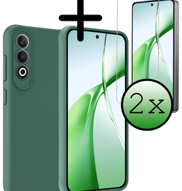BASEY. BASEY. OnePlus Nord CE4 Hoesje Siliconen Met 2x Screenprotector - Donkergroen