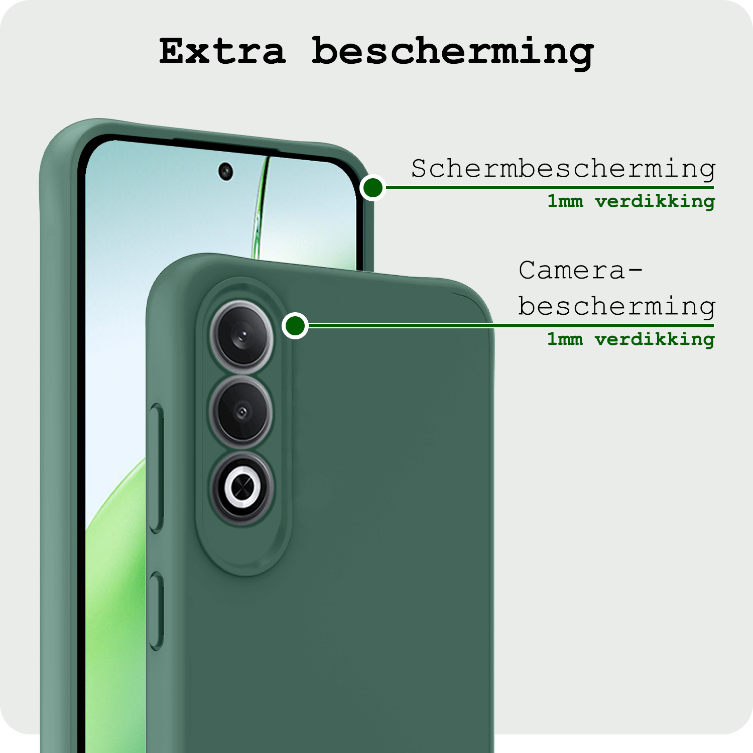 BASEY. Hoesje Geschikt voor OnePlus Nord CE4 Hoesje Siliconen Case Hoes Met 2x Screenprotector - Hoes Geschikt voor OnePlus Nord CE4 Hoes Cover Case - Donkergroen