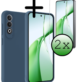 BASEY. BASEY. OnePlus Nord CE4 Hoesje Siliconen Met 2x Screenprotector - Donkerblauw