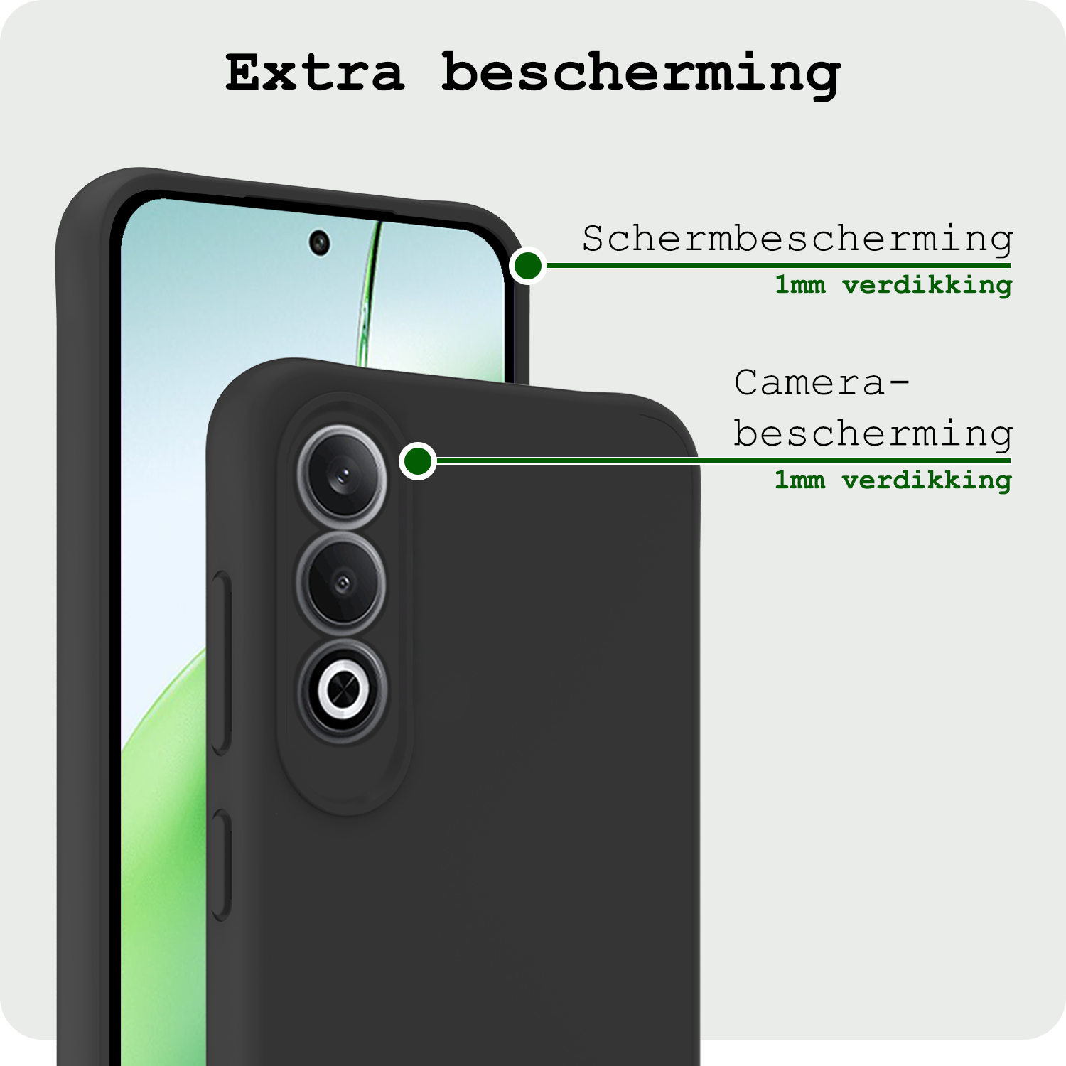 BASEY. Hoesje Geschikt voor OnePlus Nord CE4 Hoesje Siliconen Case Hoes Met Screenprotector - Hoes Geschikt voor OnePlus Nord CE4 Hoes Cover Case - Zwart