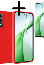 BASEY. Hoesje Geschikt voor OnePlus Nord CE4 Hoesje Siliconen Case Hoes Met Screenprotector - Hoes Geschikt voor OnePlus Nord CE4 Hoes Cover Case - Rood