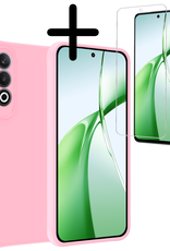 BASEY. Hoesje Geschikt voor OnePlus Nord CE4 Hoesje Siliconen Case Hoes Met Screenprotector - Hoes Geschikt voor OnePlus Nord CE4 Hoes Cover Case - Lichtroze