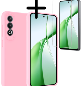 BASEY. BASEY. OnePlus Nord CE4 Hoesje Siliconen Met Screenprotector - Lichtroze