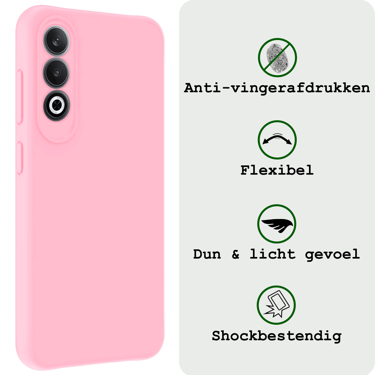 BASEY. Hoesje Geschikt voor OnePlus Nord CE4 Hoesje Siliconen Case Hoes Met Screenprotector - Hoes Geschikt voor OnePlus Nord CE4 Hoes Cover Case - Lichtroze