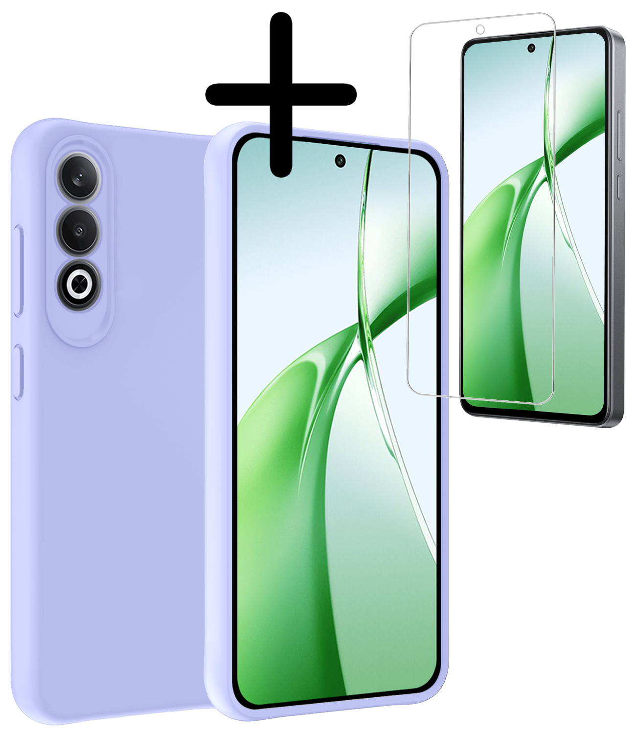 BASEY. Hoesje Geschikt voor OnePlus Nord CE4 Hoesje Siliconen Case Hoes Met Screenprotector - Hoes Geschikt voor OnePlus Nord CE4 Hoes Cover Case - Lichtblauw