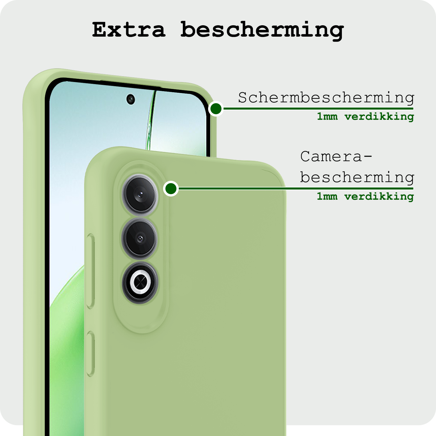 BASEY. Hoesje Geschikt voor OnePlus Nord CE4 Hoesje Siliconen Case Hoes Met Screenprotector - Hoes Geschikt voor OnePlus Nord CE4 Hoes Cover Case - Groen
