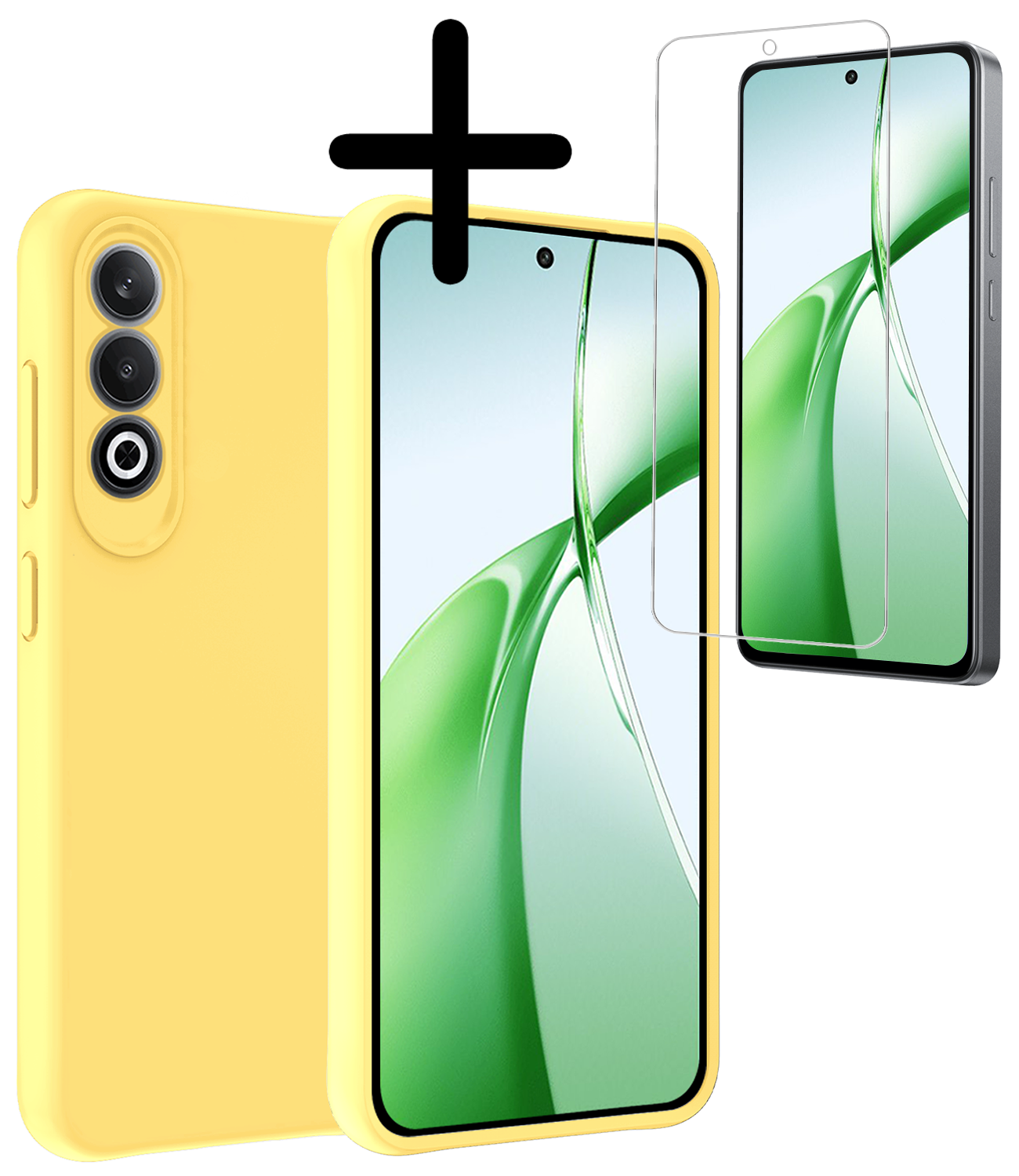 BASEY. Hoesje Geschikt voor OnePlus Nord CE4 Hoesje Siliconen Case Hoes Met Screenprotector - Hoes Geschikt voor OnePlus Nord CE4 Hoes Cover Case - Geel