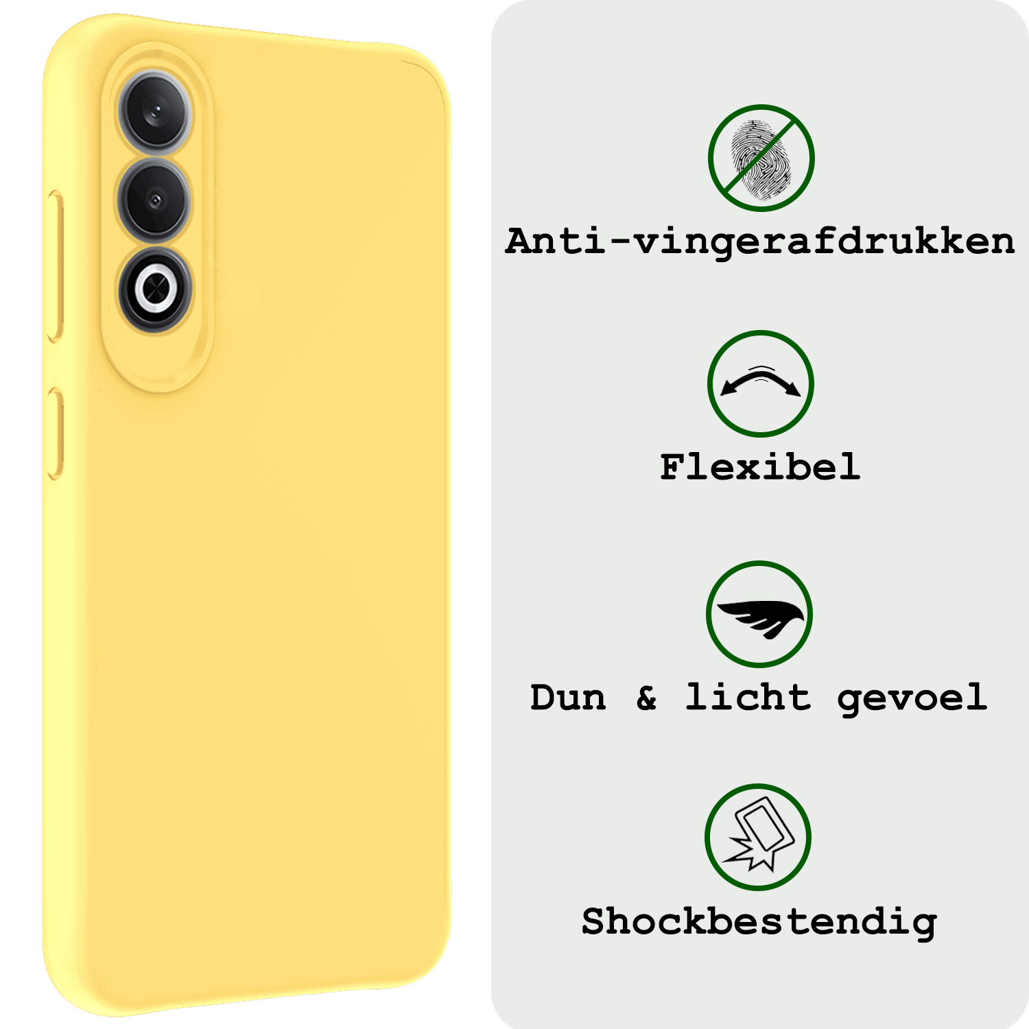 BASEY. Hoesje Geschikt voor OnePlus Nord CE4 Hoesje Siliconen Case Hoes Met Screenprotector - Hoes Geschikt voor OnePlus Nord CE4 Hoes Cover Case - Geel