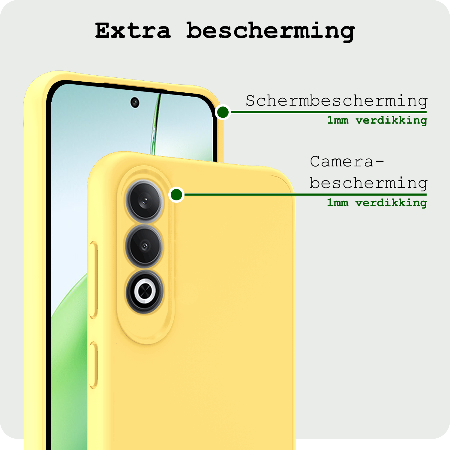 BASEY. Hoesje Geschikt voor OnePlus Nord CE4 Hoesje Siliconen Case Hoes Met Screenprotector - Hoes Geschikt voor OnePlus Nord CE4 Hoes Cover Case - Geel
