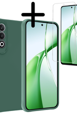 BASEY. Hoesje Geschikt voor OnePlus Nord CE4 Hoesje Siliconen Case Hoes Met Screenprotector - Hoes Geschikt voor OnePlus Nord CE4 Hoes Cover Case - Donkergroen