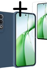 BASEY. Hoesje Geschikt voor OnePlus Nord CE4 Hoesje Siliconen Case Hoes Met Screenprotector - Hoes Geschikt voor OnePlus Nord CE4 Hoes Cover Case - Donkerblauw