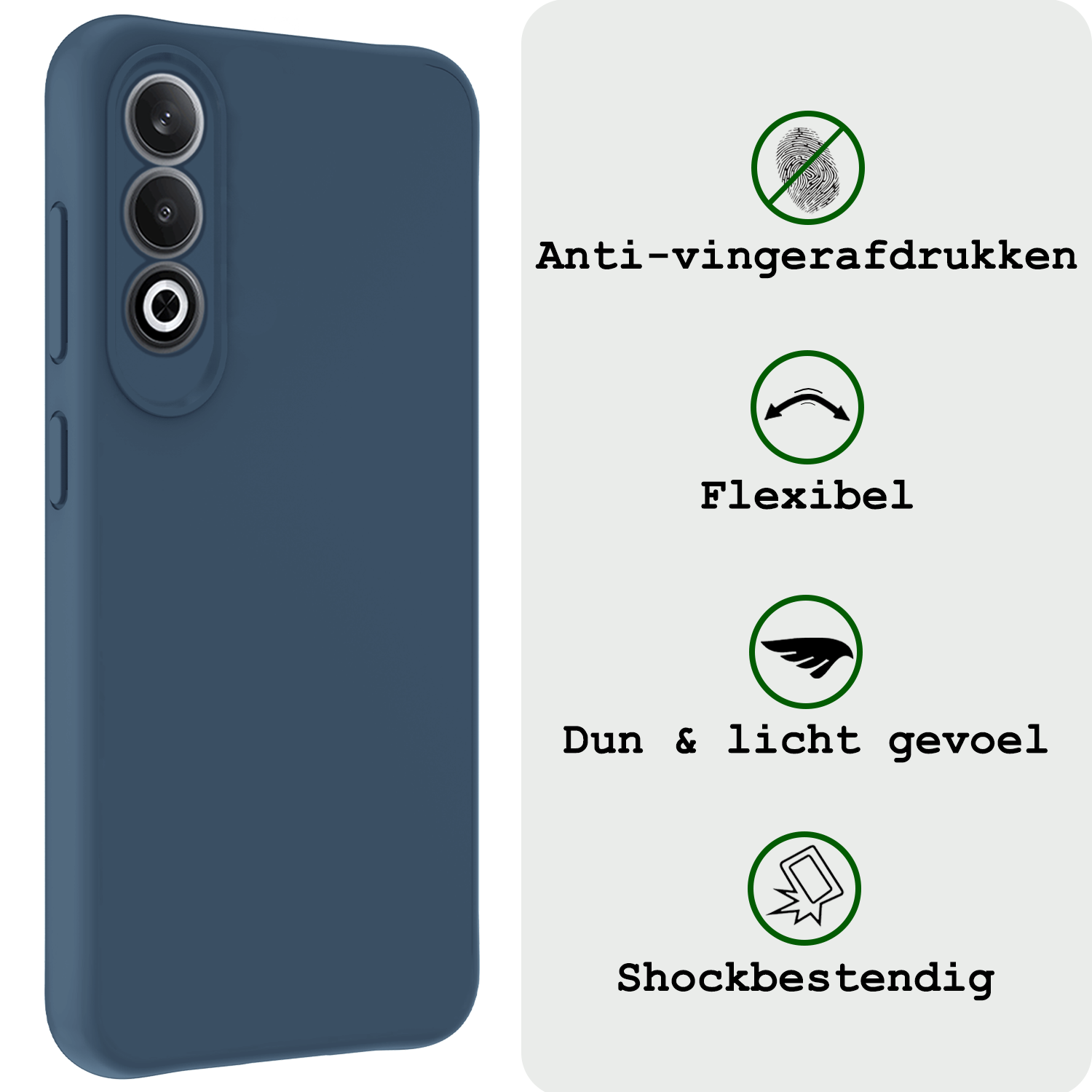 BASEY. Hoesje Geschikt voor OnePlus Nord CE4 Hoesje Siliconen Case Hoes Met Screenprotector - Hoes Geschikt voor OnePlus Nord CE4 Hoes Cover Case - Donkerblauw
