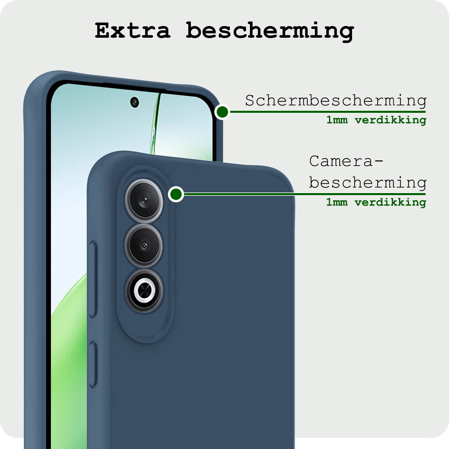 BASEY. Hoesje Geschikt voor OnePlus Nord CE4 Hoesje Siliconen Case Hoes Met Screenprotector - Hoes Geschikt voor OnePlus Nord CE4 Hoes Cover Case - Donkerblauw