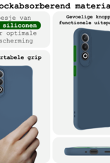 BASEY. Hoesje Geschikt voor OnePlus Nord CE4 Hoesje Siliconen Case Hoes Met Screenprotector - Hoes Geschikt voor OnePlus Nord CE4 Hoes Cover Case - Donkerblauw
