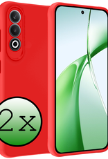 BASEY. Hoesje Geschikt voor OnePlus Nord CE4 Hoesje Siliconen Case Hoes - Hoes Geschikt voor OnePlus Nord CE4 Hoes Cover Case - Rood - 2 PACK