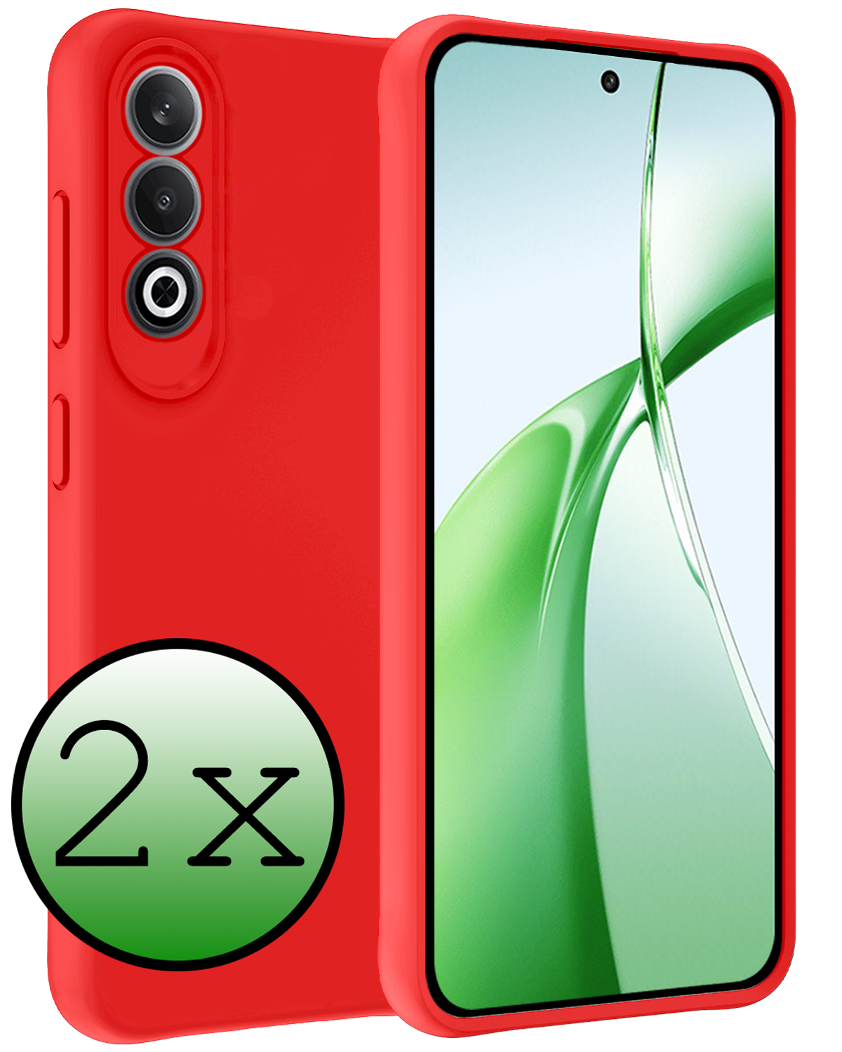 BASEY. Hoesje Geschikt voor OnePlus Nord CE4 Hoesje Siliconen Case Hoes - Hoes Geschikt voor OnePlus Nord CE4 Hoes Cover Case - Rood - 2 PACK