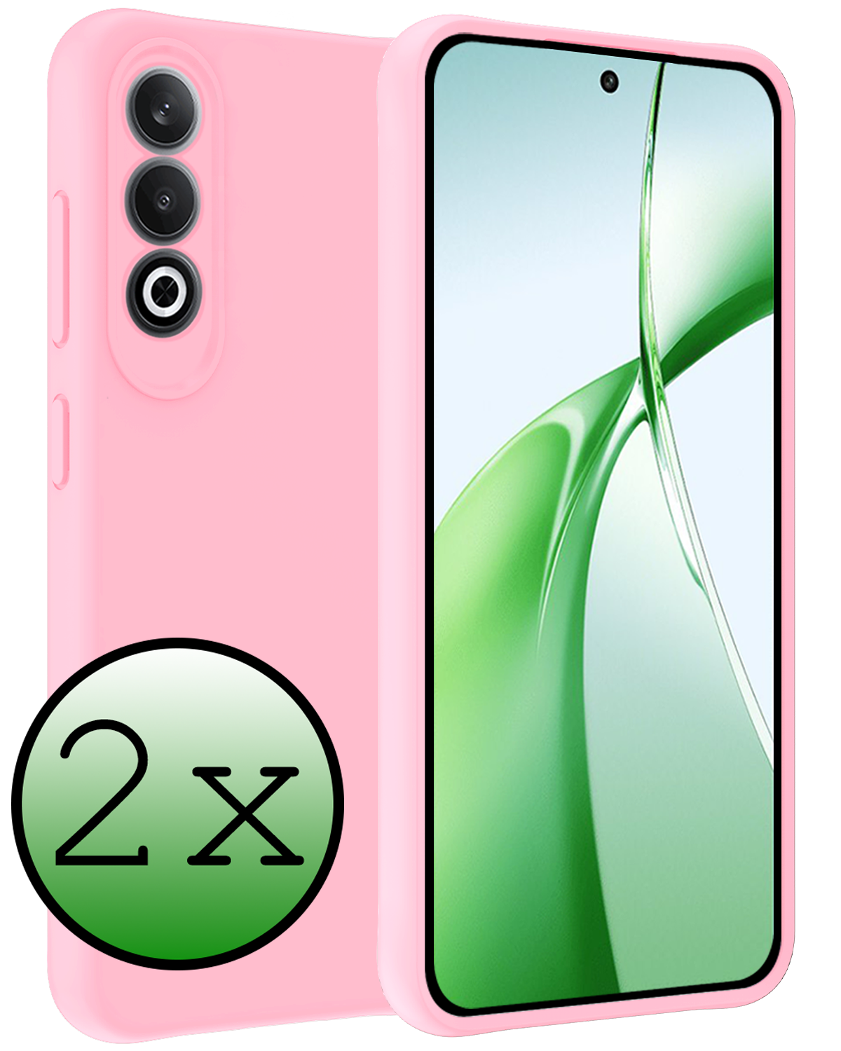 BASEY. Hoesje Geschikt voor OnePlus Nord CE4 Hoesje Siliconen Case Hoes - Hoes Geschikt voor OnePlus Nord CE4 Hoes Cover Case - Lichtroze - 2 PACK