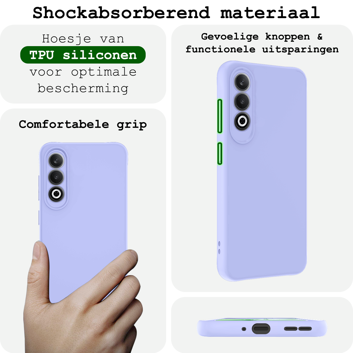 BASEY. Hoesje Geschikt voor OnePlus Nord CE4 Hoesje Siliconen Case Hoes - Hoes Geschikt voor OnePlus Nord CE4 Hoes Cover Case - Lichtblauw - 2 PACK