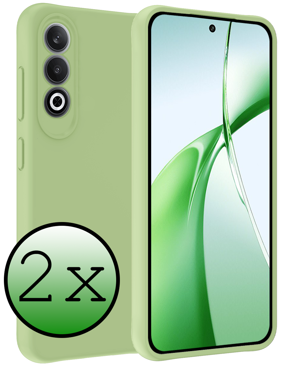 BASEY. Hoesje Geschikt voor OnePlus Nord CE4 Hoesje Siliconen Case Hoes - Hoes Geschikt voor OnePlus Nord CE4 Hoes Cover Case - Groen - 2 PACK