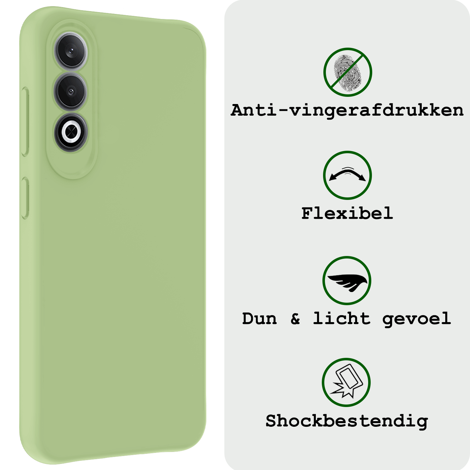 BASEY. Hoesje Geschikt voor OnePlus Nord CE4 Hoesje Siliconen Case Hoes - Hoes Geschikt voor OnePlus Nord CE4 Hoes Cover Case - Groen - 2 PACK