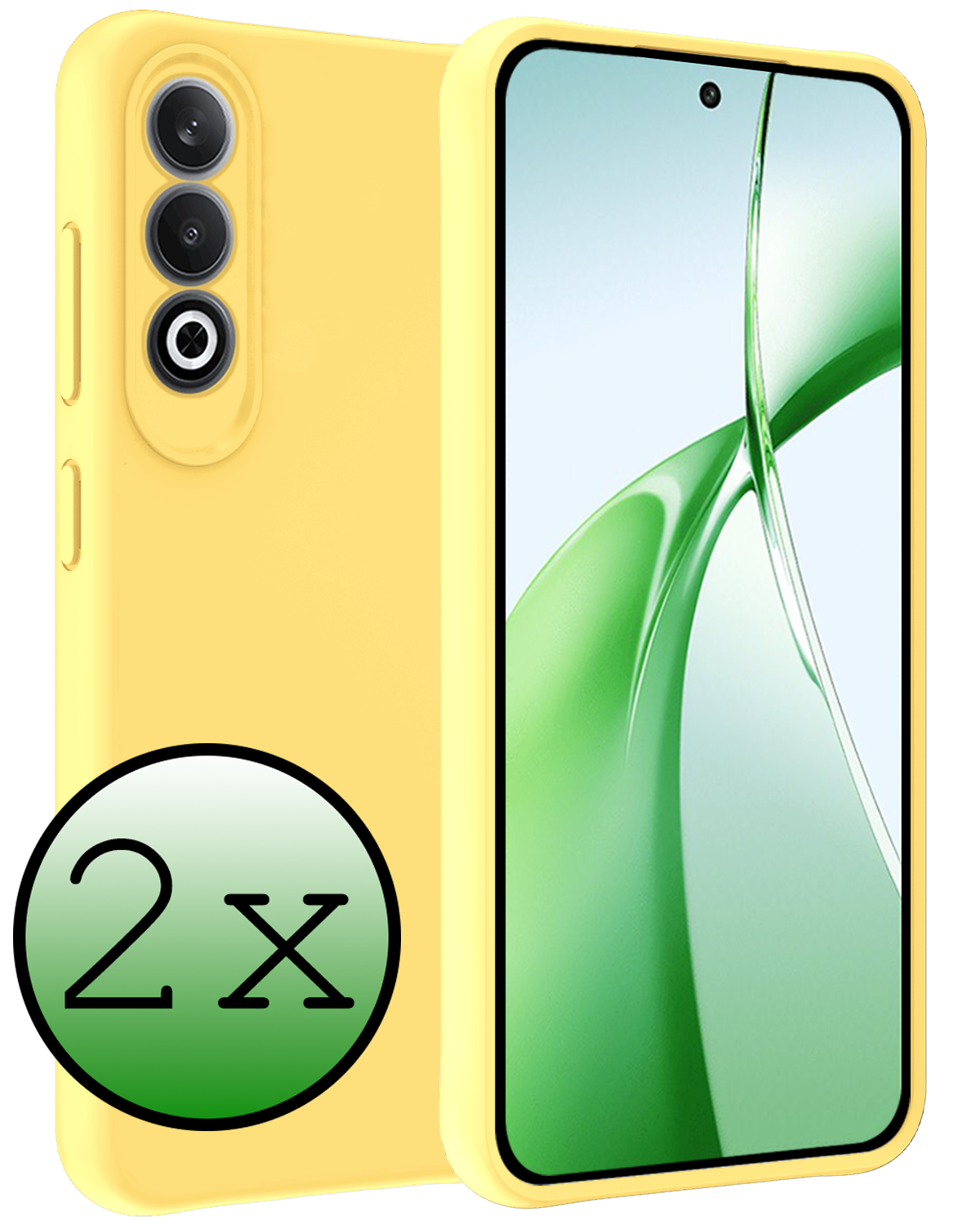 BASEY. Hoesje Geschikt voor OnePlus Nord CE4 Hoesje Siliconen Case Hoes - Hoes Geschikt voor OnePlus Nord CE4 Hoes Cover Case - Geel - 2 PACK