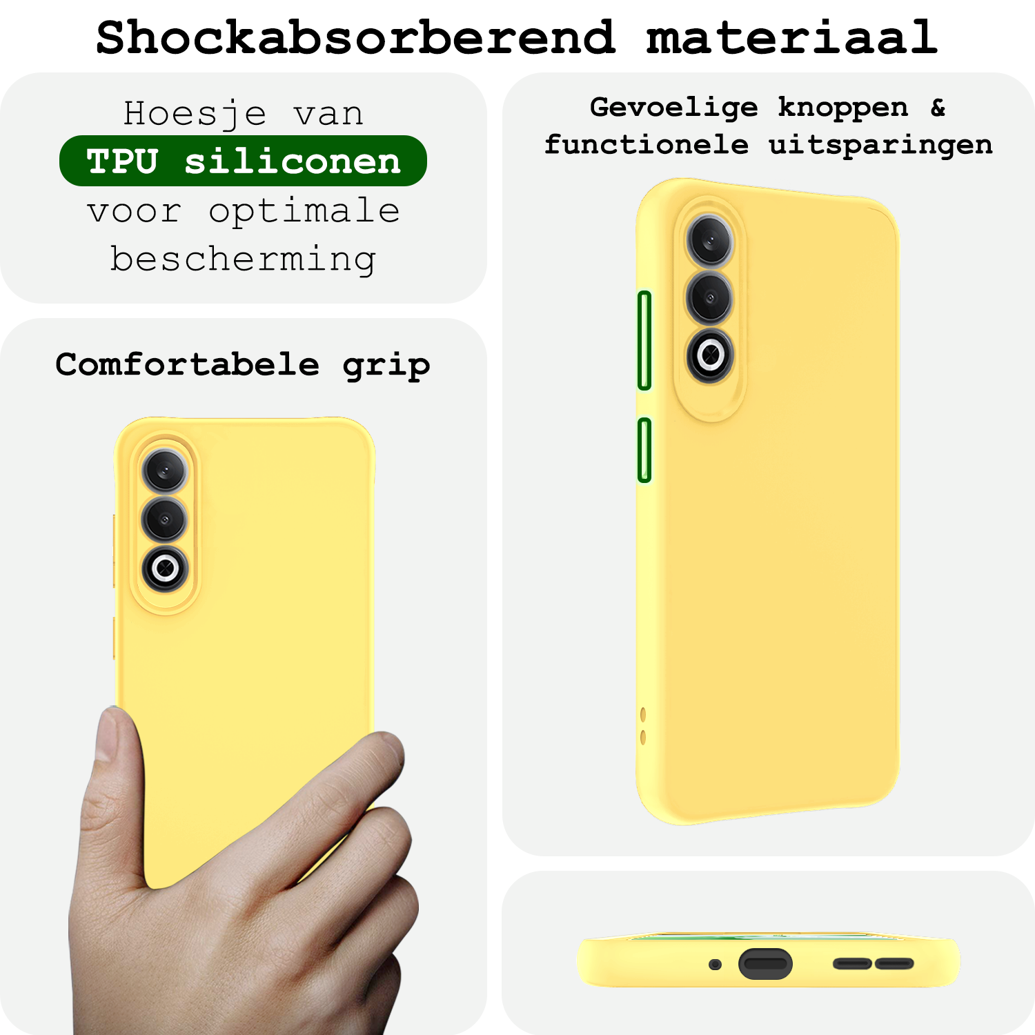 BASEY. Hoesje Geschikt voor OnePlus Nord CE4 Hoesje Siliconen Case Hoes - Hoes Geschikt voor OnePlus Nord CE4 Hoes Cover Case - Geel - 2 PACK