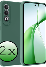 BASEY. Hoesje Geschikt voor OnePlus Nord CE4 Hoesje Siliconen Case Hoes - Hoes Geschikt voor OnePlus Nord CE4 Hoes Cover Case - Donkergroen - 2 PACK