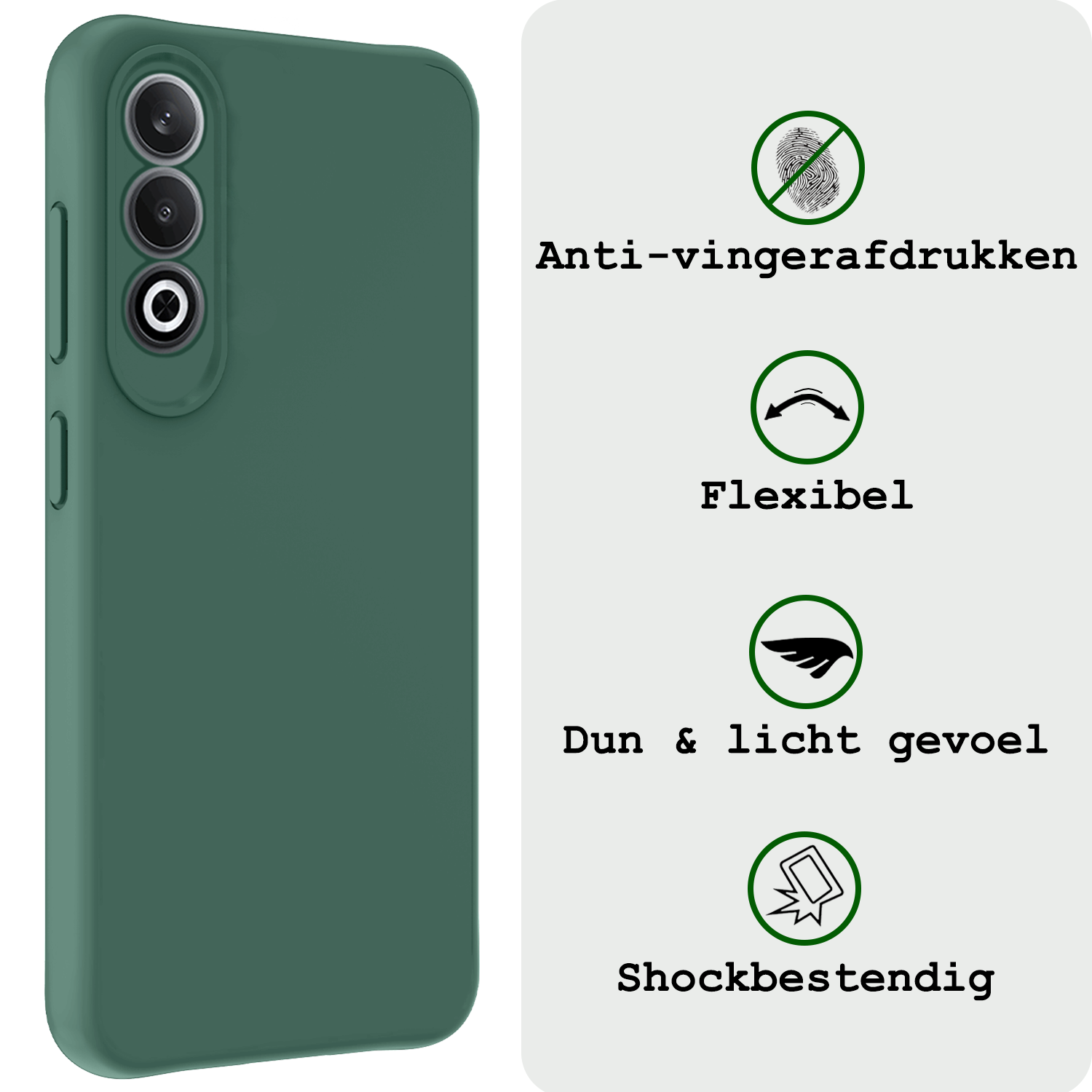 BASEY. Hoesje Geschikt voor OnePlus Nord CE4 Hoesje Siliconen Case Hoes - Hoes Geschikt voor OnePlus Nord CE4 Hoes Cover Case - Donkergroen - 2 PACK